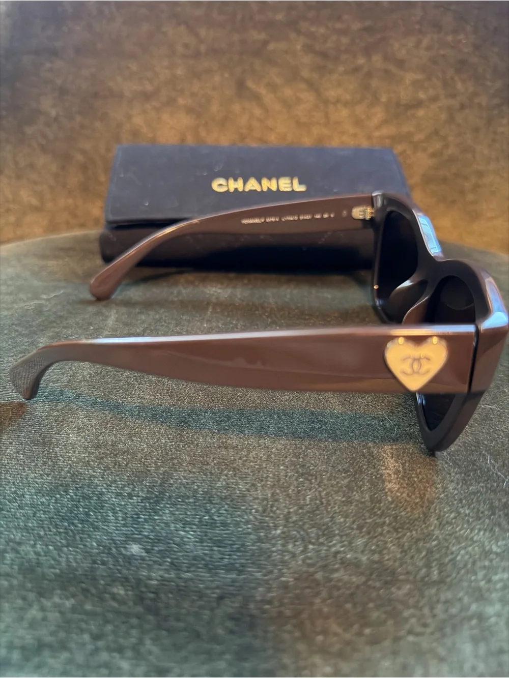 CHANEL Brown Frame Sunglasses with Black Lenses